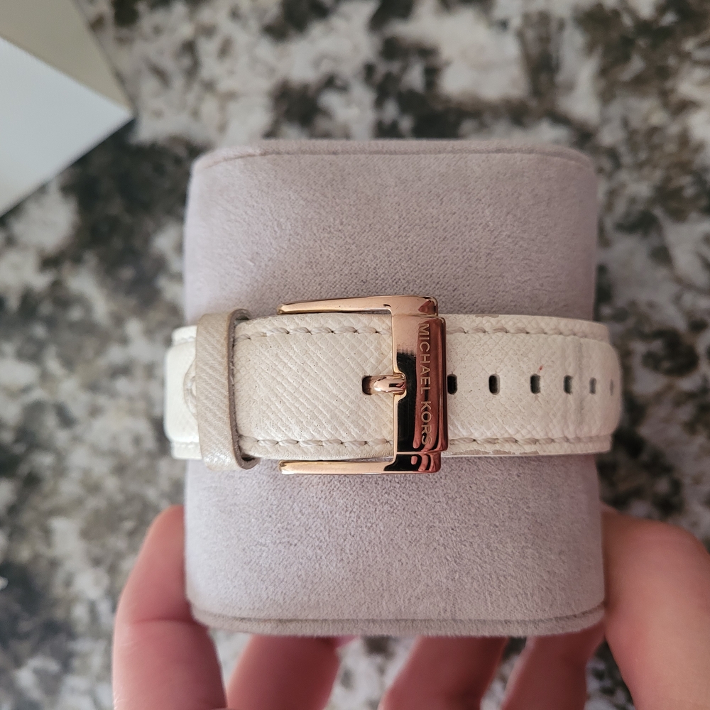 Michael Kors Cream Leather Strap with Gold Buckle